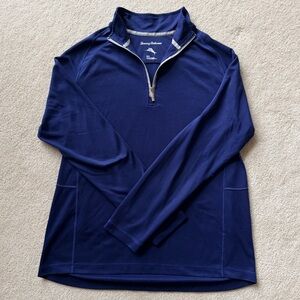 Tommy Bahama Quarter Zip Pullover Shirt Mens Medium Blue Travel Golf Vacation